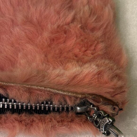 Chrome Hearts Rabbit Fur Small Pouch with Silver Dagger Zipper (Used) - Picture 4 of 8